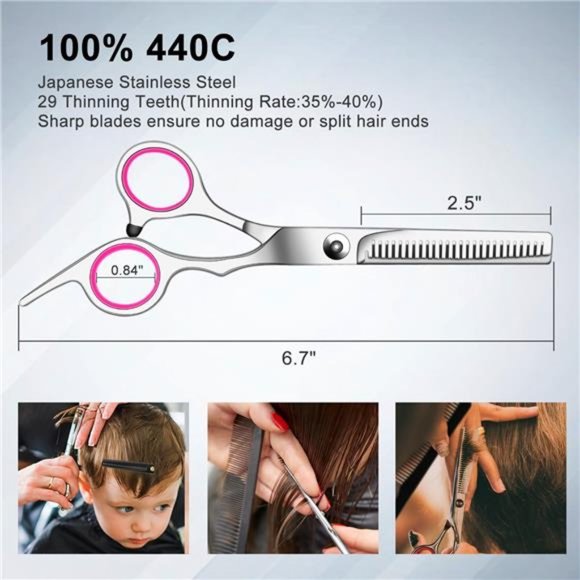 9 Pcs Hair Cutting Scissors Set Hairdressing Scissors Kit,Thinning Scissor - Picture 3 of 7